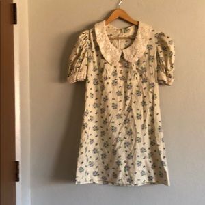 Vtg Girl’s Dress Floral Lace Collar 12/14 Prairie